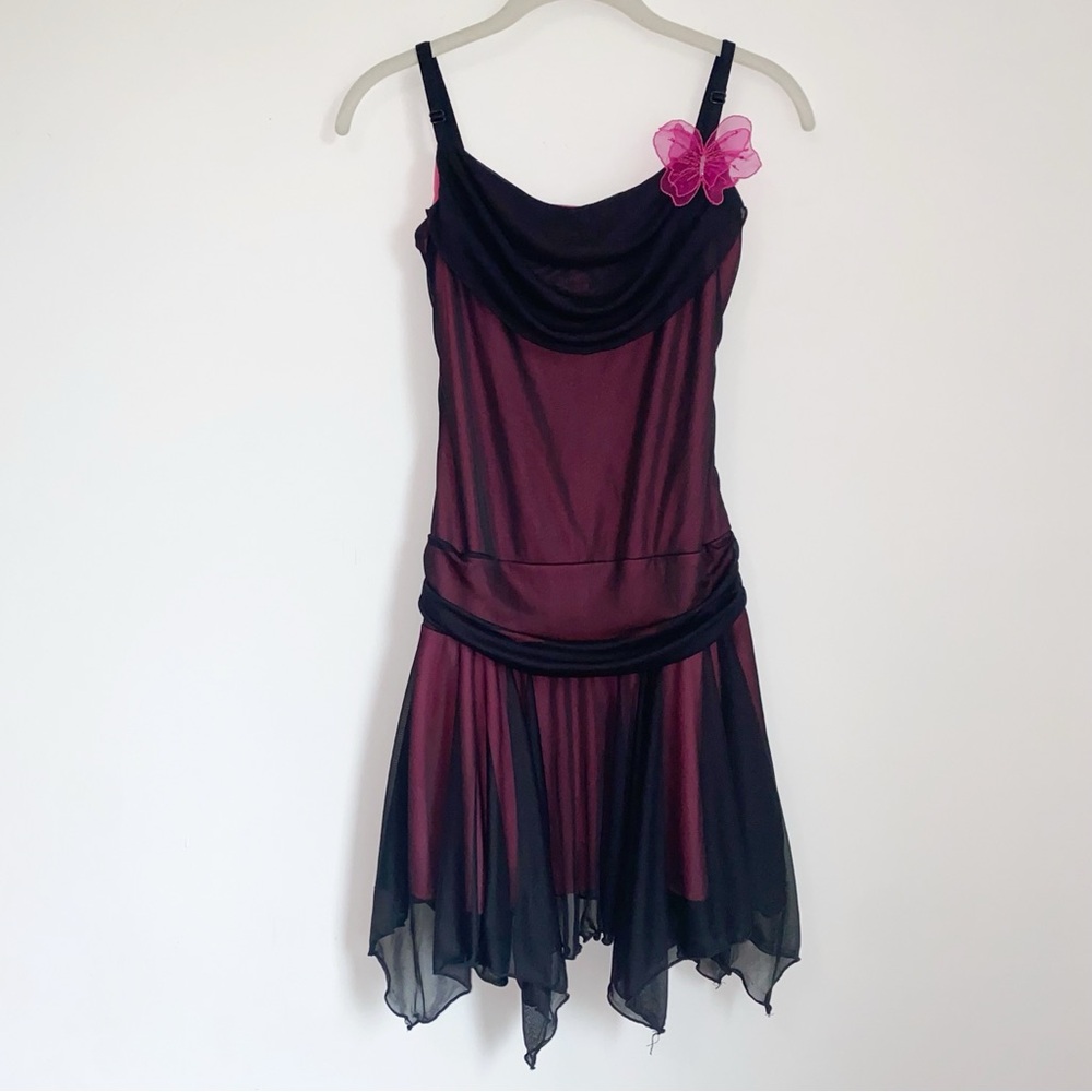 Vintage Black and Pink Y2K Dark Fairy Mini Dress